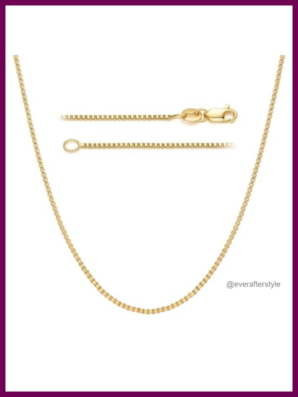 14K Gold Box Chain Necklace for Women Dainty Modern